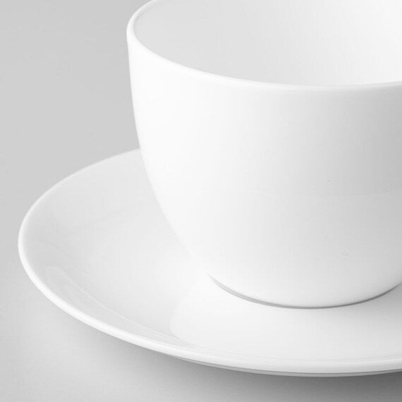 Pure White Ceramic Coffee Cup with Saucer Set
