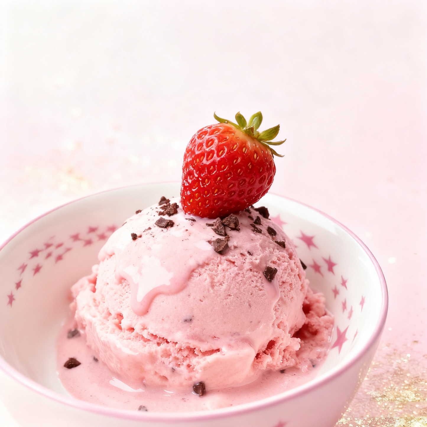 Pink Star Patterned Rice Bowl