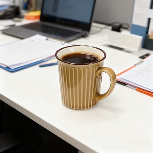 Yellow Striped Ceramic Coffee Cup