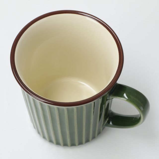 Green Striped Ceramic Mug Cup