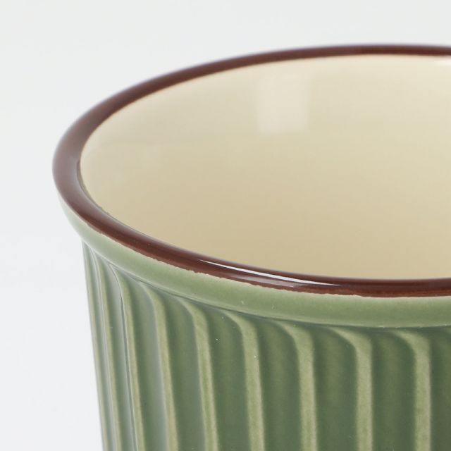 Green Striped Ceramic Mug Cup