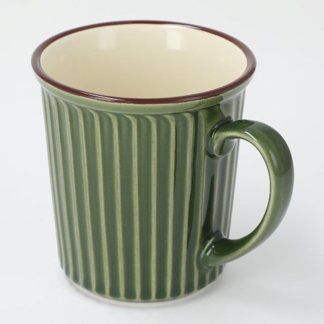 Green Striped Ceramic Mug Cup