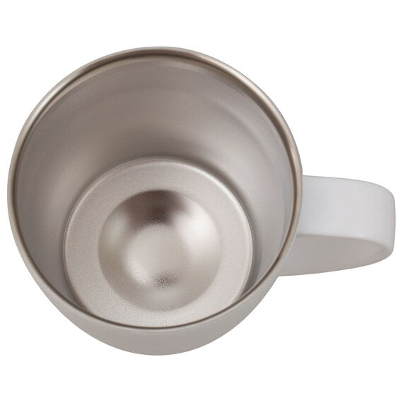 Ergonomic Handle White Stainless Steel Mug