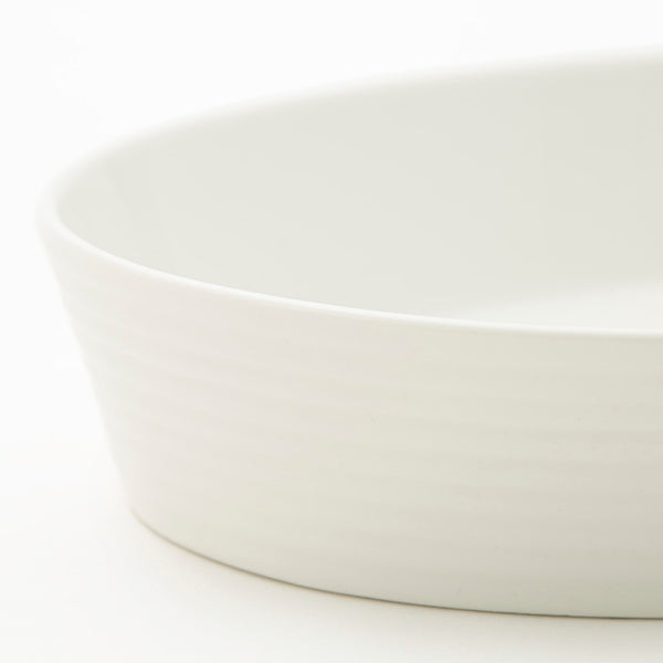 White Porcelain Textured Oval Plate