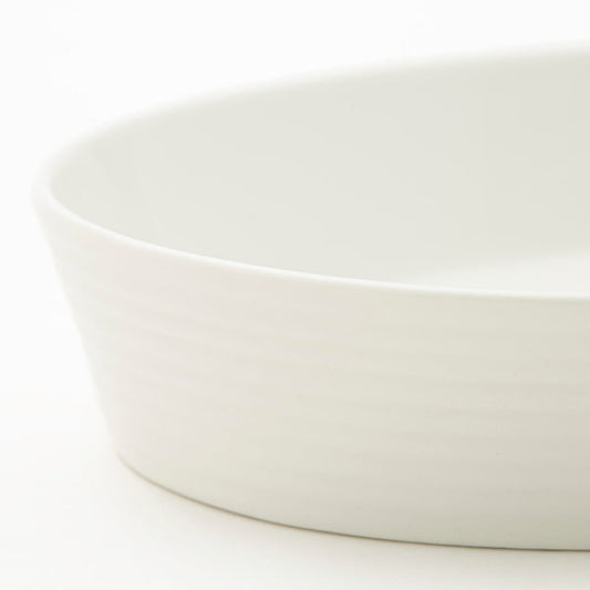 White Porcelain Textured Oval Plate
