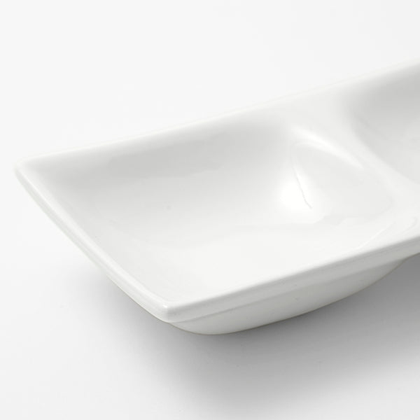 White Porcelain Three-Compartment Divided Dish